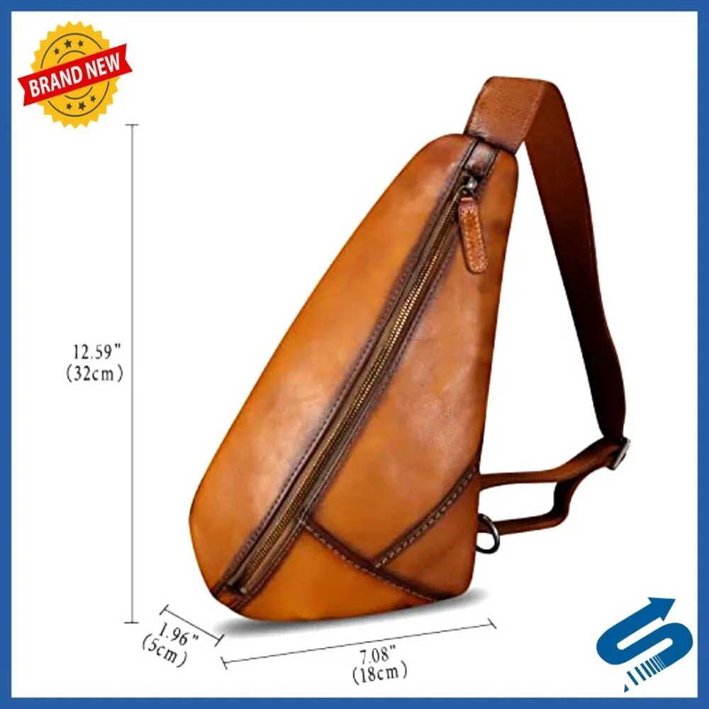 Genuine Leather Sling Backpack Crossbody Shoulder Bag Daypack